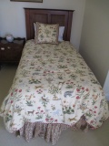 Twin Mattress Boxsprings Headboard and Frame w/ Comforter and sheets