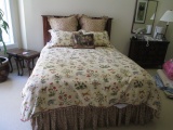 Pier 1 Imports Queen Headboard, Frame, Mattress and Box Springs with Comforter set Sheets & Pillows