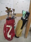 Two Bags Of Vintage Golf Clubs