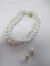 8mm White  Shell l Necklace and Earrings - AAA Set - con 346