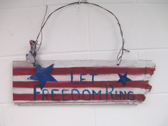 Primitive Wood Let Freedom Ring Sign - Will not be shipped - con 420