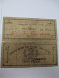 Pair of 1944 WWII Philippine National Bank Emergency Notes - con 346