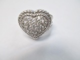 Vintage Sterling Silver Heart Ring with 18 Stones - con 672