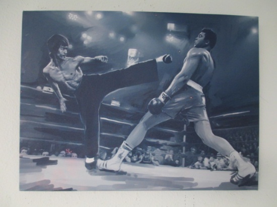12x16 Bruce Lee Vs Mohommad Ali Painting - Will not be shipped - con 757
