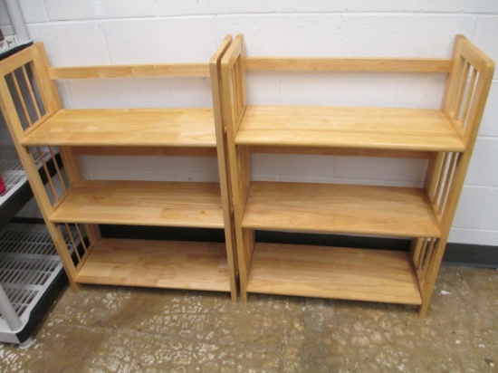 Pair of Fold Out Wooden Shelves - 27x11x38 - Will not be shipped - con 757