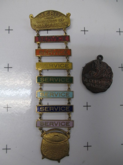 1934 Worlds Fair Pendant and Antique Masonic Service Pin -  con 672