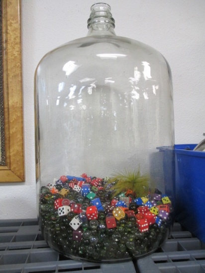 Large Glass Container with Marbles and Dice - Will not be shipped - con 555