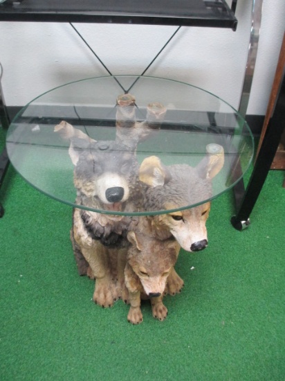 Two Wolf Glass Top Stand - Will not be shipped -con 317