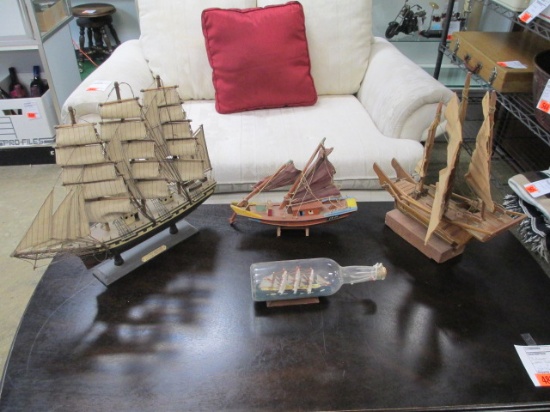 Three Wooden Ships - One in a Bottle - Will not be shipped - con 394