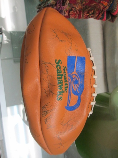 Seattle Seahawks Signed Football - Late 80's - con 748