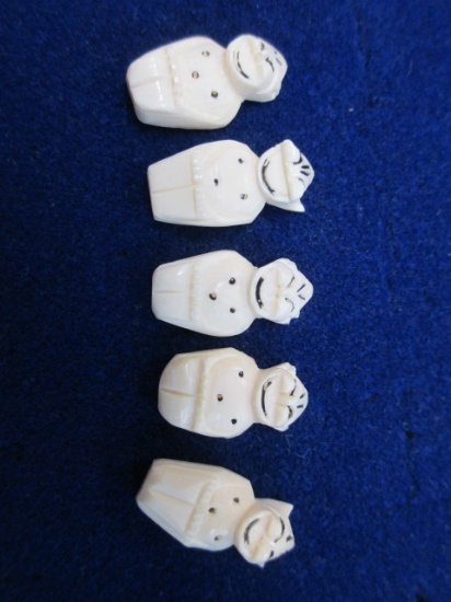 Five Mini  Eskimo Carved Walrus Bilikins - on 583