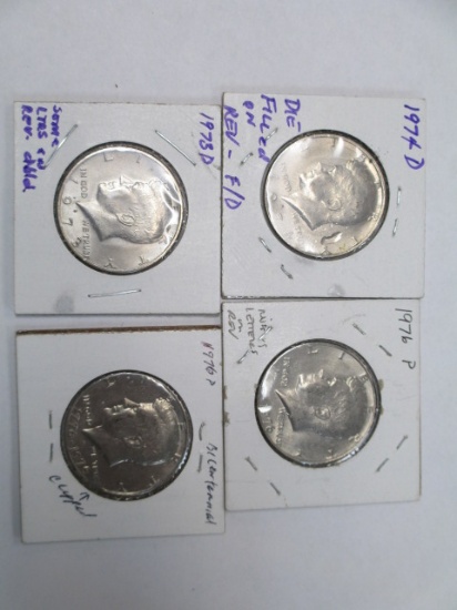 Four US Half Dollars with Errors - con 583