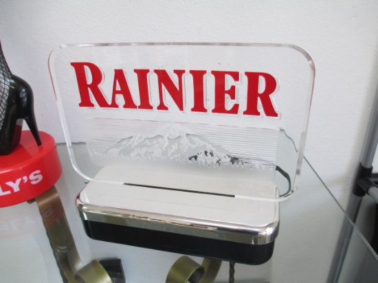 Rainier Beer Sign Lights Up - Works - 11x9.5 - Will not be shipped - con 313
