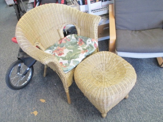 Wicker Chair with Foot Stool - Will not be shipped - con 427