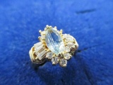 .925 Silver and Aquamarine Ring - Size 7 - con 668