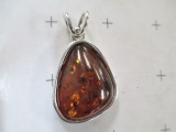 Sterling Silver and Amber Pendant - Large - con 447
