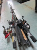 Seven Assorted Fishing Poles and Reels - con 757