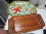 Serving Platters - 1 Wood and 1 China - Will not be shipped - con 756