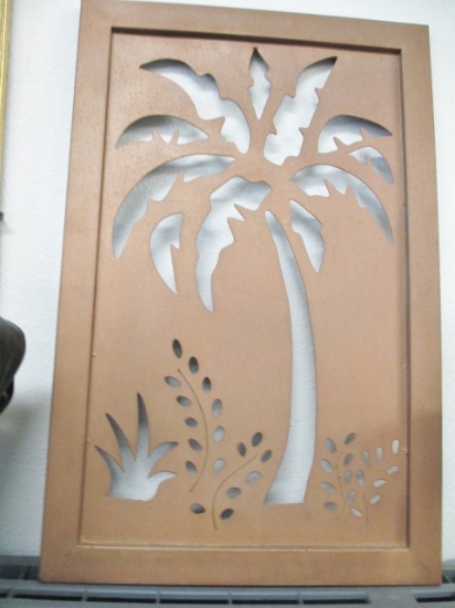 Metal Decorative Palm Tree Cut out Wall Hanging - 27x18 - Will not be shipped - con 1