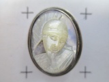 Italian Cameo Carved From Mother of Pearl - Set in Silver - Madonna - con 583