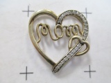 Gold Plated Sterling Silver Mom Pendant with Diamond - con 3