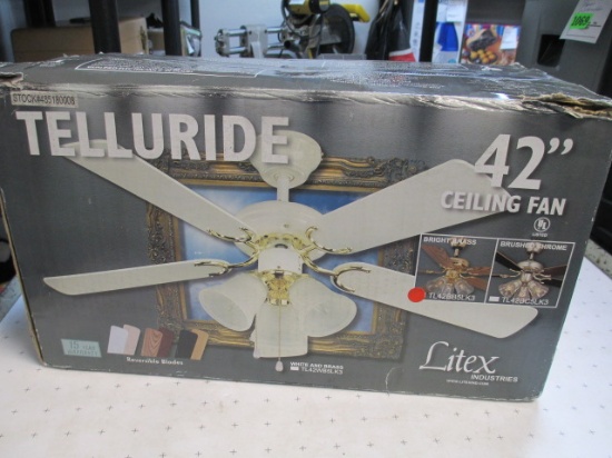 42" Telluride Bright Brass Ceiling Fan - Will not be shipped - con 476