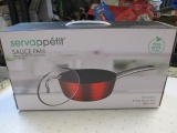 New 2 Qt Sauce Pan with Lid - Non-Stick Red - con 12