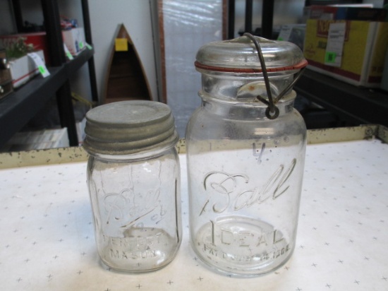 2pc Vintage Ball Glass Canisters with Lids - Will not be shipped - con 476