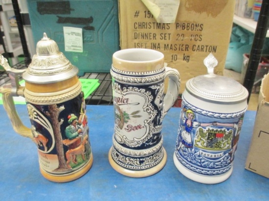 3 German Beer Steins - Will not be shipped - con 694