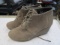 Tonms W7 Beige Suede Wedge Ankle Boots - Lace Up - con 476