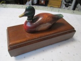 Vintage Wood Trinket Box with Handpainted Mallard - con 476