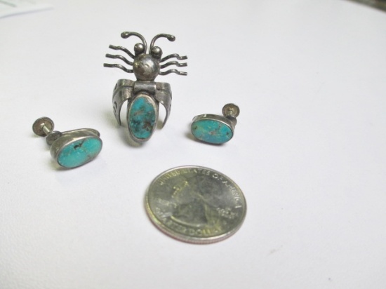 Sterling Silver and Turquoise Earring Set - con 317