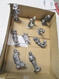 Lot of 9 Pewter Figurine - con 3