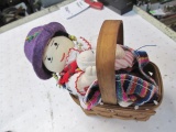 Longaberger Handwoven Basket with Vintage Doll - con 3
