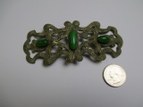 Vintage Ornate Belt Buckle with Jade Stones - con 754