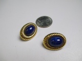Gold and Lapis Lazuli Pierced Earrings - con 754
