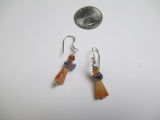 .925 Agate and Amethyst Dangle Earrings - con 754