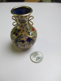 Vintage Open Work Cloisonne Floral Vase - con 754