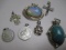 Lot of Seven Pendants (all sterling silver except the Large Green pendant)  - con 3