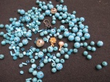 Turquoise Color Beads for Necklace - Silver Beads, Ruby, Sterling Mother of Pearl - con 583