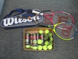 3 High End Wilson Tennis Raquets with Case and 30 Ball- Will not be shipped - con 555
