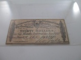 1872 Confederate Thirty Dollar Note - con 346