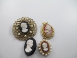 Lot of Cameo Pins/Brooches - con 3