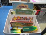 Box of Vintage Children's Books and Crayons - con 672