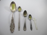 5 Anitque Spoons - 3 Sterling Silver - con 672