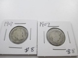 Pair of 1907 Barber Dimes - con 346