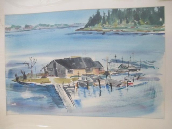 "Water Home" Signed Water Color Painting by Tina Garcia 22"x15" - con 847