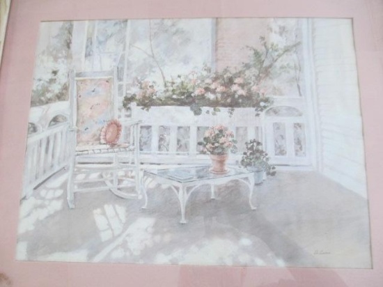 Signed Oil Painting Print Porch Scenery 16"x12" - Will NOT be Shipped - con 847