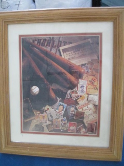 Framed Vintage Baseball Collectibles Picture 8"x10" - Will NOT be Shipped - con 847