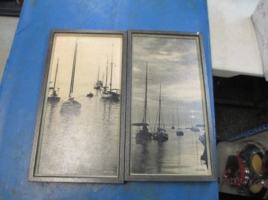 Signed 2pc Sailboat Artwork - 17x9 - will not ship - con 847